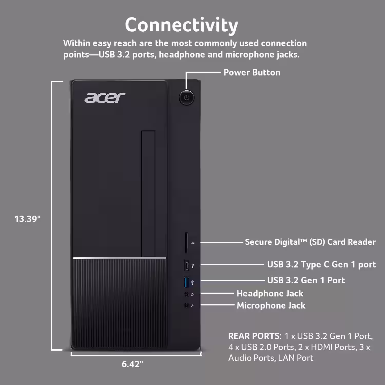 Acer TC-1775-UR12 ports and connectivity