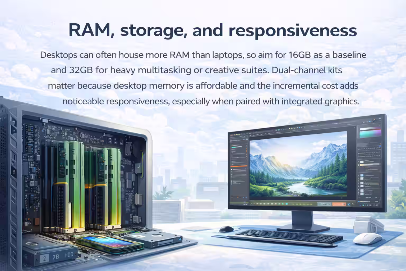 RAM and SSD modules ready to install